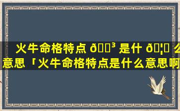 火牛命格特点 🐳 是什 🦉 么意思「火牛命格特点是什么意思啊」